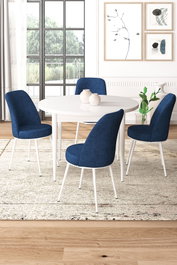 Hanah Home Tor Juego de Comedor de 5 Piezas Blanco y Azul Marino